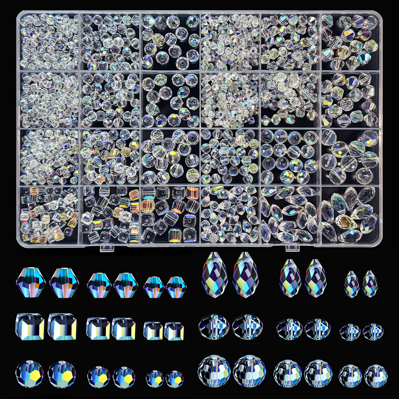 948pcs Crystal Glass Beads for Jewelry Making