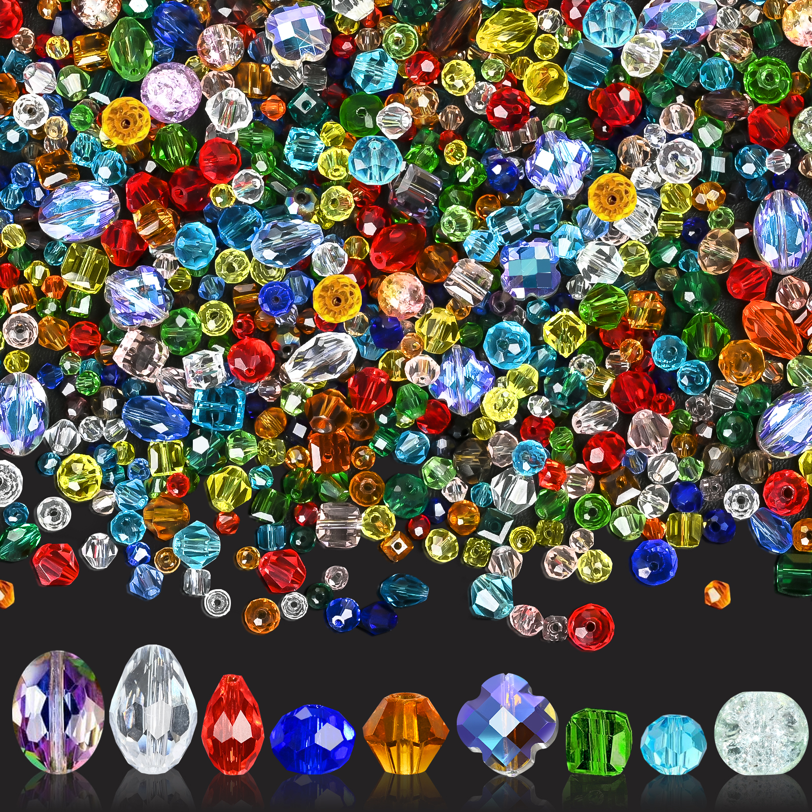 1400pcs Colorful Crystal Glass Beads for Jewelry Making