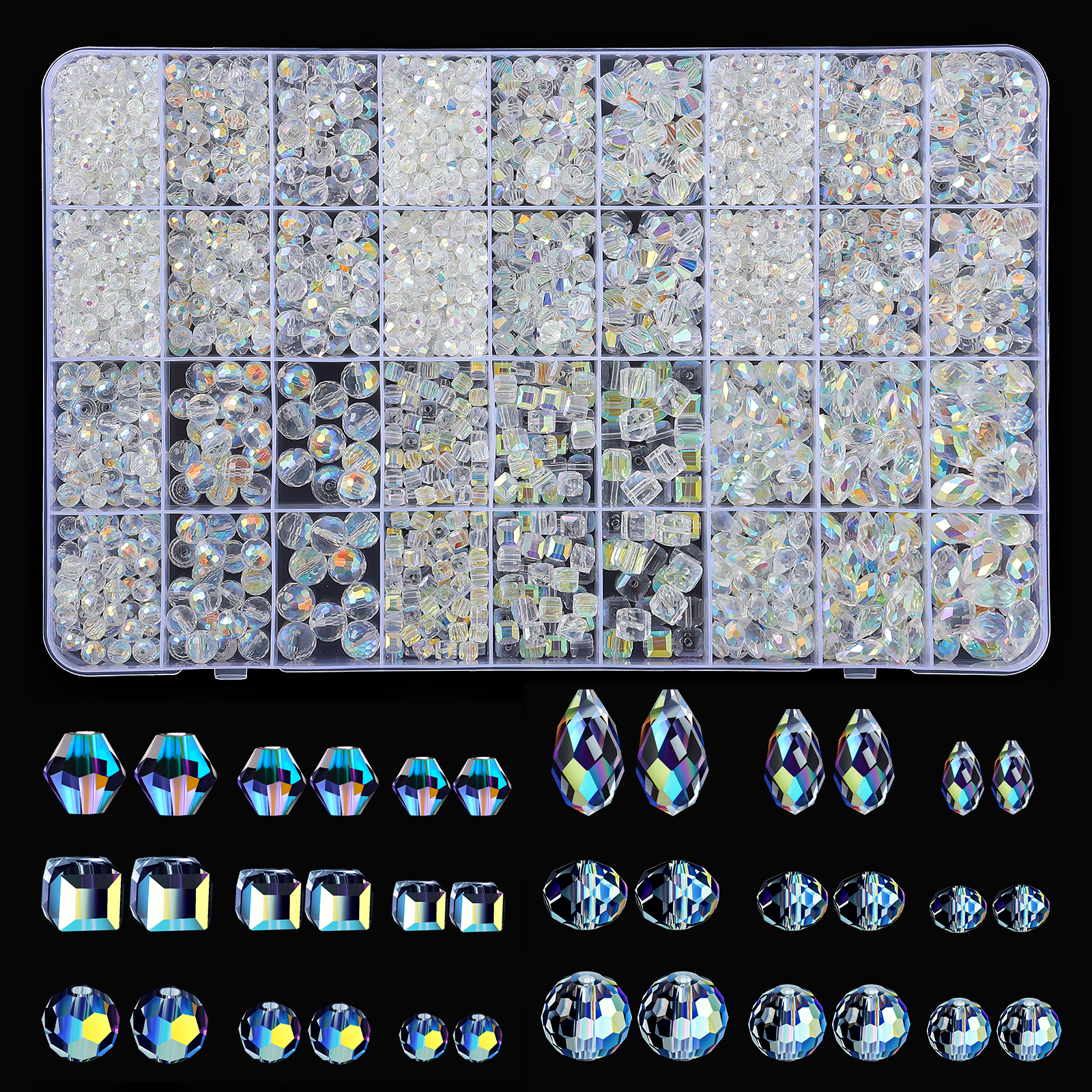 2420pcs Crystal Glass Beads for Jewelry Making